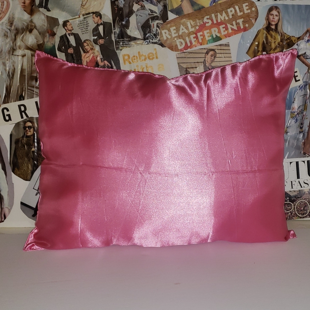 Pink satin pillow
